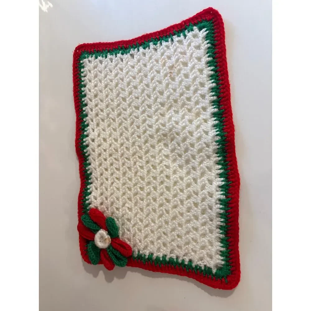 Set of 4 Vintage Kitschy Christmas Crochet Placemats